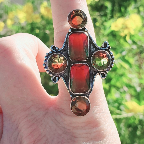 New Bi-Color Tourmaline 925 Silver Statement Ring. - Picture 12 of 16